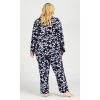 Women's Plus Size Butterfly Button Fleece Sleep Top - Navy | AVENUE