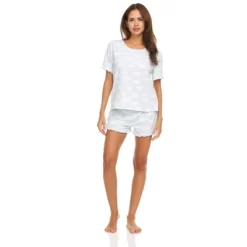Bearpaw Women's Sleepwear And Loungewear Lettuce Edge Tee And Shorts Set, 2-Piece Pajama Set -Cozy Nights Sales Store GUEST c261d172 5fc9 40c1 a946 a1fa8688dff6