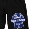 Pabst Blue Ribbon Label Men's Black Sleep Pajama Shorts