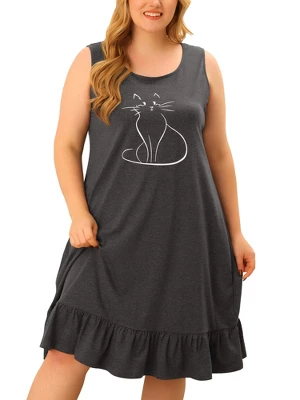 Agnes Orinda Women's Plus Size Sleeveless Comfy Lovely Tank Nightgown 6 Agnes Orinda Women's Plus Size Sleeveless Comfy Lovely Tank Nightgown - Image 6
