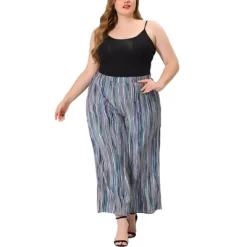 Agnes Orinda Women's Plus Size Boho Palazzo Lounge Wide Leg Pants With Elastic Waist And Stripe -Cozy Nights Sales Store GUEST c47c086d 3e68 40f3 8d1e f69cf2b3e7f4