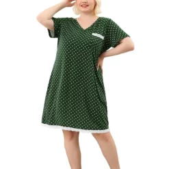 Agnes Orinda Womens Plus Size V Neck Polka Dots Short Sleeve Sleepwear Pajamas Nightgown -Cozy Nights Sales Store GUEST c4983848 3d5d 4ebb abc8 5ca4fc4b9000