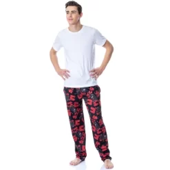 Godzilla Men's Character And Kanji Script Allover Pattern Pajama Pants