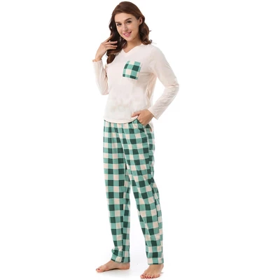 Cheibear Womens Sleepwear Plaid Long Sleeve Shirt And Pants Soft Loungewear Set 1 Cheibear Womens Sleepwear Plaid Long Sleeve Shirt And Pants Soft Loungewear Set