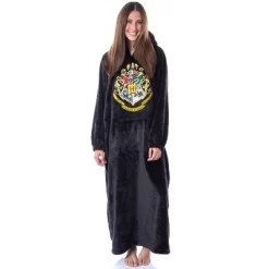 Harry Potter Hogwarts Adults Wearable Blanket Pullover Robe Mens' Womens' Black