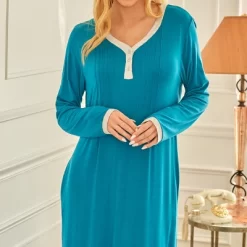 Women's Soft Knit Nightgown Long Sleep Shirt Full Length Henley Pajama Top With Pockets 16 Women's Soft Knit Nightgown Long Sleep Shirt Full Length Henley Pajama Top With Pockets -Cozy Nights Sales Store GUEST c615e77b 3b4f 49c7 909c 520e0b69df5f