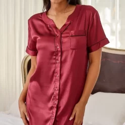 Womens Satin Night Shirt, Boyfriend Style Short Sleeve Sleep Shirt 11 Womens Satin Night Shirt, Boyfriend Style Short Sleeve Sleep Shirt -Cozy Nights Sales Store GUEST c7144d9d 9740 48d3 82f8 653bb8ba5b4c