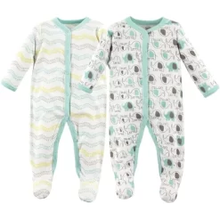 Luvable Friends Baby Cotton Snap Sleep And Play 2pk, Elephants