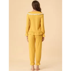 Allegra K Women's Sleepwear Lounge Peter Pan Collar Long Sleeve Ruffle Pajama Set 10 Allegra K Women's Sleepwear Lounge Peter Pan Collar Long Sleeve Ruffle Pajama Set -Cozy Nights Sales Store GUEST c7ca0440 cad2 4b8a 8a78 6fe62ff3fd12