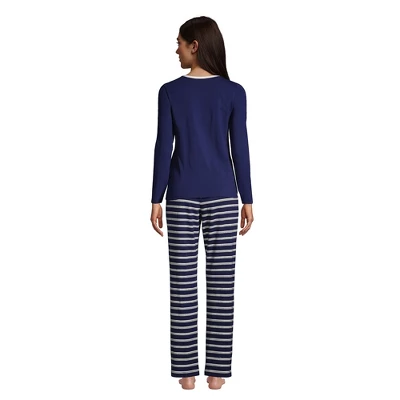 Lands' End Women's Tall Knit Pajama Set Long Sleeve T-Shirt And Pants 1 Lands' End Women's Tall Knit Pajama Set Long Sleeve T-Shirt And Pants