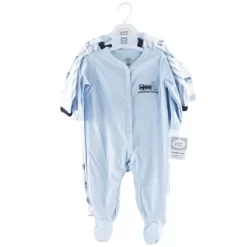 Luvable Friends Baby Boy Cotton Snap Sleep And Play 3pk, Train