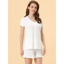 Women's Summer Pajamas Short Sleeves Tops And Shorts Sleepwear Lounge Sets