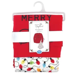 Touched By Nature Mens Unisex Holiday Pajamas, Merry And Bright