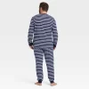 Men's Striped 100% Cotton Matching Family Pajama Set - Navy