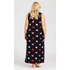 Women's Plus Size Heart Print Maxi Sleep Dress - Black | AVENUE