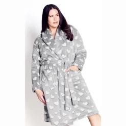 Women's Plus Size Hearts Robe - Grey | AVENUE -Cozy Nights Sales Store GUEST cb7b5755 885e 40ef bfde 0e7079a54331