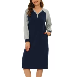 Cheibear Women's Sleepshirt Pajama Dress Long Sleeves With Pockets Henley Lounge Nightgown 13 Cheibear Women's Sleepshirt Pajama Dress Long Sleeves With Pockets Henley Lounge Nightgown -Cozy Nights Sales Store GUEST cbc5259d 45b1 4429 9771 6ac19429fa30
