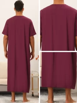 Lars Amadeus Men's Solid Color Short Sleeves Loose Fit Pajamas Night Gown -Cozy Nights Sales Store GUEST cc06945b 57b4 4d65 bb28 79e9bcecbfbb