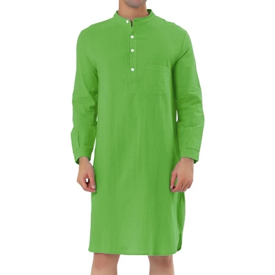 Lars Amadeus Men's Nightshirt Sleep Shirt Banded Collar Henley Shirt Pajamas Nightgown 11 Lars Amadeus Men's Nightshirt Sleep Shirt Banded Collar Henley Shirt Pajamas Nightgown - Image 11