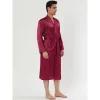 Lars Amadeus Mens Satin Robe Sleep Solid Nightdress Long Sleeve Sleepwear Pajama Dress Bathrobe