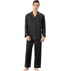 Lars Amadeus Men's Long Sleeves Night Shirt And Pants Satin Pajama Set -Cozy Nights Sales Store GUEST cc8b8b57 a3fa 40c9 9a78 3004d8f39b2b