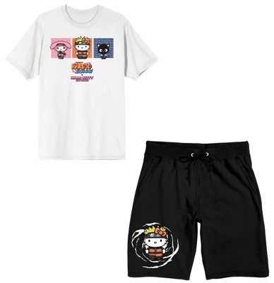 Naruto X Hello Kitty Sanrio Team 07 Men's Short Sleeve Shirt & Sleep Shorts Set 5 Naruto X Hello Kitty Sanrio Team 07 Men's Short Sleeve Shirt & Sleep Shorts Set - Image 5