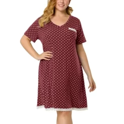 Agnes Orinda Womens Plus Size V Neck Polka Dots Short Sleeve Sleepwear Pajamas Nightgown -Cozy Nights Sales Store GUEST cd5cc11f 1f5d 457f b958 02768812f199