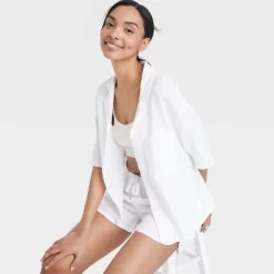 Women's 100% Cotton Gauze Short Sleeve Notch Collar Top - Stars Above™ -Cozy Nights Sales Store GUEST cd7c691b 12ad 4a0b 9a52 2c78f207ea0e