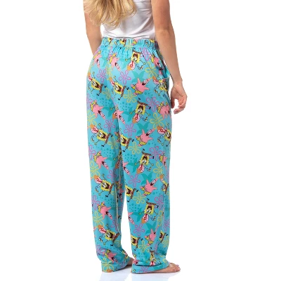 SpongeBob SquarePants Women's Patrick Gary Tossed Print Sleep Pajama Pants Turquoise 3 SpongeBob SquarePants Women's Patrick Gary Tossed Print Sleep Pajama Pants Turquoise - Image 3