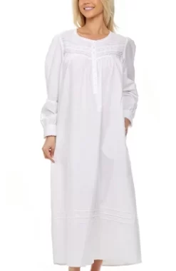 Women's Cotton Victorian Nightgown With Pockets, Emily Long Sleeve Lace Trimmed Button Up Long Vintage Night Dress Gown -Cozy Nights Sales Store GUEST cdac3d07 e8cd 4e75 a449 cc0ddbcca895