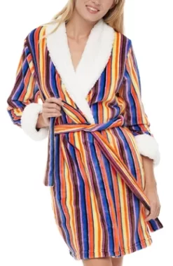 Women's Classic Plush Robe, Short Fleece Bathrobe Prints -Cozy Nights Sales Store GUEST cdb90dca 1d14 4456 9569 4b6707238018