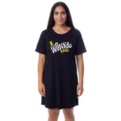 Willy Wonka Womens' Wonka Chocolate Bar Nightgown Sleep Pajama Shirt Black 5 Willy Wonka Womens' Wonka Chocolate Bar Nightgown Sleep Pajama Shirt Black -Cozy Nights Sales Store GUEST cedd1dca e241 4737 b4f4 d61324bb422d