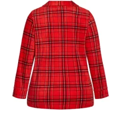 Women's Plus Size Fleece Check Sleep Top - Red | AVENUE -Cozy Nights Sales Store GUEST cf4a9ca4 51b3 4b77 afe8 6eba7b242207