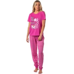 Disney Womens' Alice In Wonderland Cheshire Cat Jogger Sleep Pajama Set Pink -Cozy Nights Sales Store GUEST d15f625d d049 47c5 82d7 450401eb5cfa