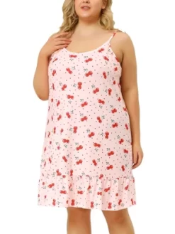 Agnes Orinda Women's Plus Size Sleeveless Fruit Ruffle Hem Nightgown -Cozy Nights Sales Store GUEST d18815f2 4ea5 42f7 a1ac 14a4e9df72e2
