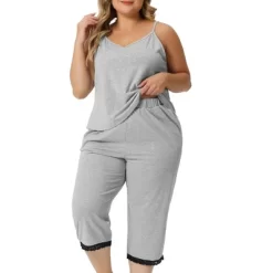 Agnes Orinda Women's Plus Size Sleeveless Elastic Waist Comfortable 2 Pieces Pajama Sets -Cozy Nights Sales Store GUEST d18a45fa 51e8 4dff 8ec4 b598463b4915