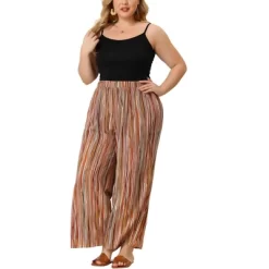 Agnes Orinda Women's Plus Size Boho Palazzo Lounge Wide Leg Pants With Elastic Waist And Stripe -Cozy Nights Sales Store GUEST d2695f97 f4f6 4c2d 8b20 fd92f11494ac