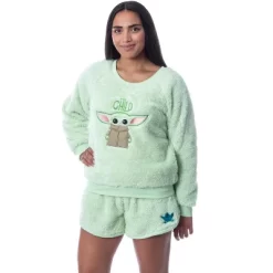 Star Wars Womens' The Mandalorian The Child Sweater And Short Pajama Set Green -Cozy Nights Sales Store GUEST d2cfaa8d 25c0 4768 8b4b 9a4deaec8ec3