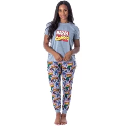 Marvel Women's Character Comic Book Print 2 Piece Jogger Pajama Set Grey -Cozy Nights Sales Store GUEST d3182b9c 144f 478a ad26 59cdd9ca0d54