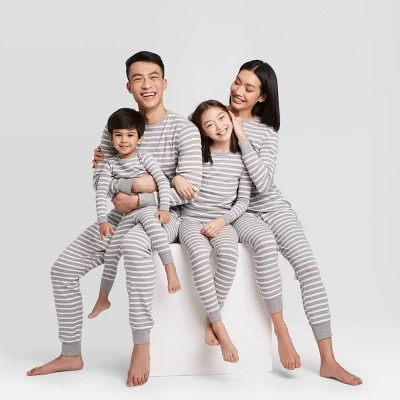 Men's Striped 100% Cotton Matching Pajama Set - Gray 2 Men's Striped 100% Cotton Matching Pajama Set - Gray - Image 2