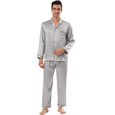 Lars Amadeus Men's Satin Pajama Sets Long Sleeve Loungewear Sleepwear V Neck Button Down Pjs Set 8 Lars Amadeus Men's Satin Pajama Sets Long Sleeve Loungewear Sleepwear V Neck Button Down Pjs Set - Image 8