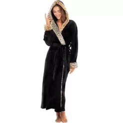 Women's Faux Fur Feather Hooded Robe, Soft Plush Fleece Bathrobe With Hood -Cozy Nights Sales Store GUEST d4e12dcb a41a 4eb1 b646 34416ec3b567