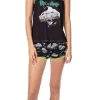 Rick And Morty Womens' TV Series Show Characters Sleep Pajama Set Shorts Black