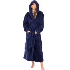 Women's Fuzzy Plush Fleece Bathrobe With Hood, Soft Warm Hooded Lounge Robe -Cozy Nights Sales Store GUEST d5742d19 8e8f 497e a90f 161c4e3dbe78
