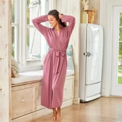 Women's Classic Soft Knit Long Lounge Robe With Pockets -Cozy Nights Sales Store GUEST d5913cda ad15 4de7 842c 732677345163