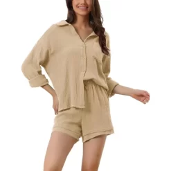 Cheibear Women's Button Down Long Sleeve Sleepwear Shirt With Shorts Casual Lounge Sets 18 Cheibear Women's Button Down Long Sleeve Sleepwear Shirt With Shorts Casual Lounge Sets -Cozy Nights Sales Store GUEST d5d5eec9 7608 4e76 b4fd 9bf6b51cadd6