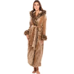 Women's Faux Fur Feather Hooded Robe, Soft Plush Fleece Bathrobe With Hood -Cozy Nights Sales Store GUEST d600a17d bf3d 428e b883 23614fe39bde