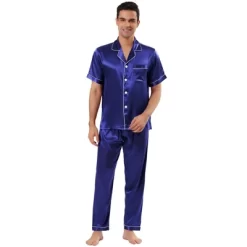 Lars Amadeus Men's Satin Pajama Sets Sleepwear Short Sleeves Button Down Night Wear Set -Cozy Nights Sales Store GUEST d64c3c4b b641 4258 8f69 01868ebde56b