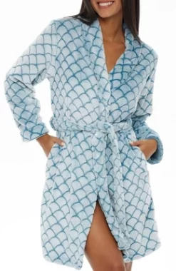 Women's Warm Soft Plush Fleece Bathrobe, Knee Length Robe, Seashell Scalloped -Cozy Nights Sales Store GUEST d660d9e8 e072 4f9f 83d5 3ab060cd181d