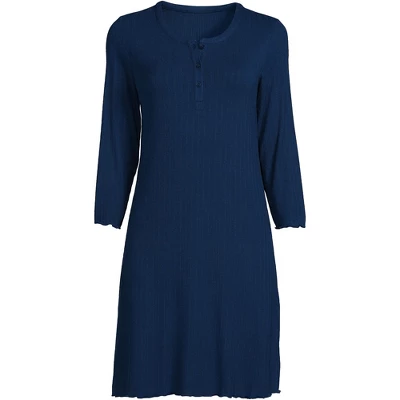 Lands' End Women's Pointelle Rib 3/4 Sleeve Knee Length Nightgown 4 Lands' End Women's Pointelle Rib 3/4 Sleeve Knee Length Nightgown - Image 4